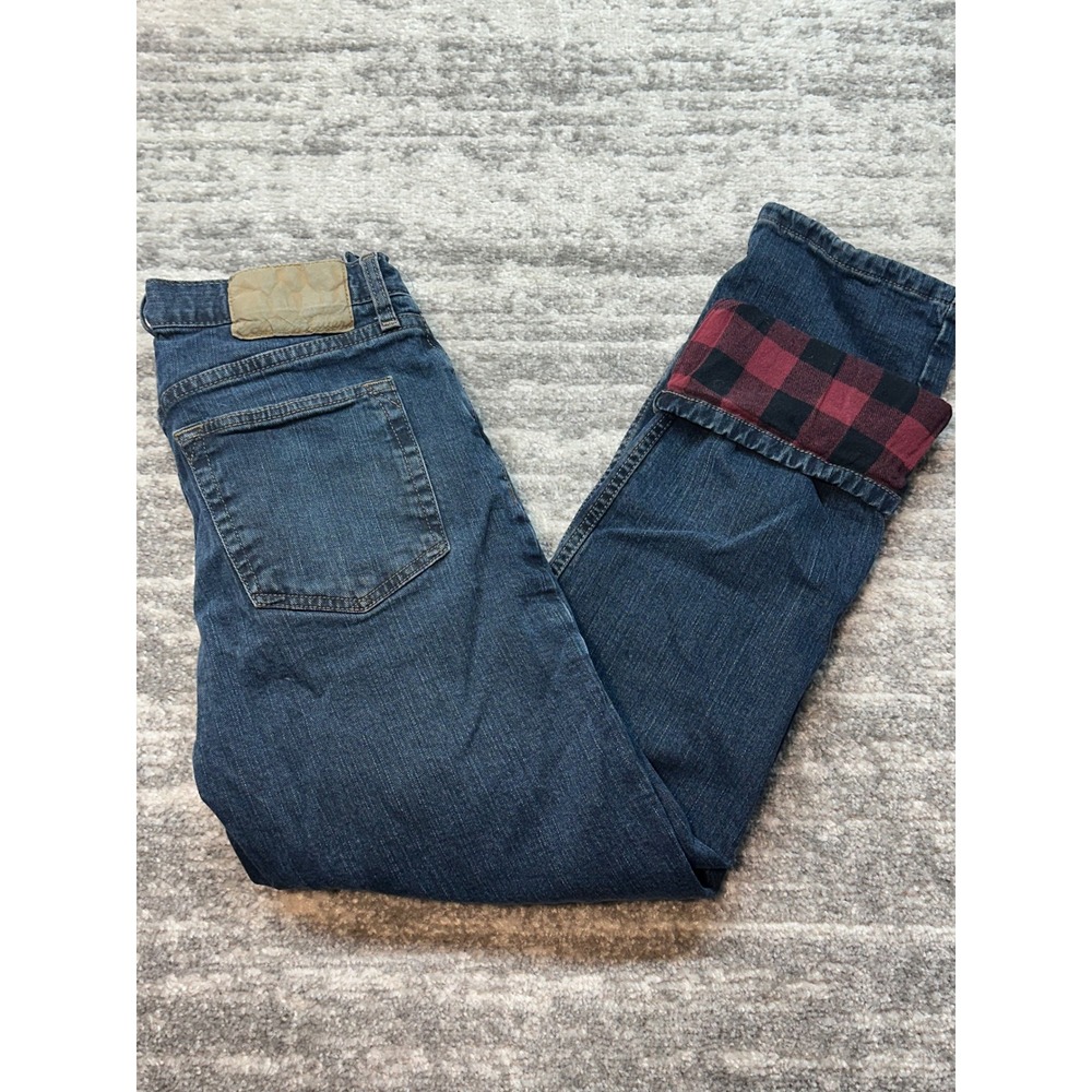 Eddie Bauer Jeans Men 32x30 Blue Flannel Lined Buffalo Check Plaid EB6678801